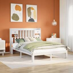 Berkfield Home Bookcase Bed without Mattress White 160x200cm Solid Wood Pine - Size: 160x200 cm - thumbnail 2