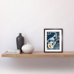 "Artery8 Wall Art Print Woman with Sleeve Tattoo Playing Guitar Music Artwork Framed 9X7 Inch in Brown - Size: W7"" x H9""" - thumbnail 2