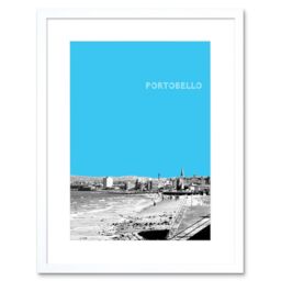 "Artery8 Wall Art Print Portobello Edinburgh Scotland Scottish Landmark Sky Blue Framed Art in White - Size: W7"" x H9""" - thumbnail 1