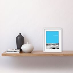 "Artery8 Wall Art Print Portobello Edinburgh Scotland Scottish Landmark Sky Blue Framed Art in White - Size: W7"" x H9""" - thumbnail 2
