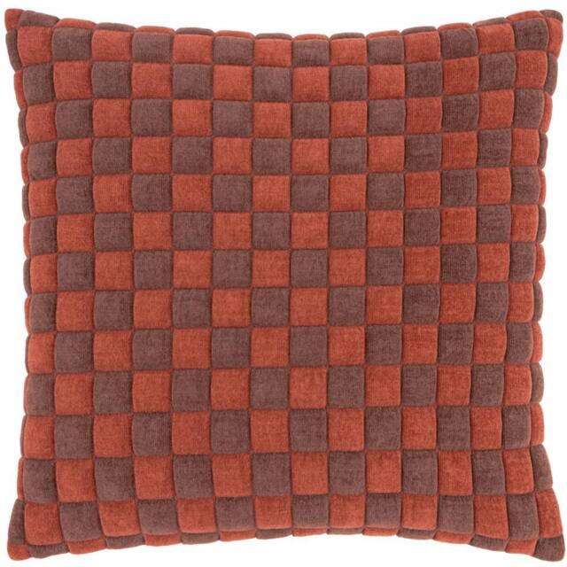Furn Softie Checkerboard Quilted Cushion in Terracotta - Size: 50 cm x 50 cm - image 1