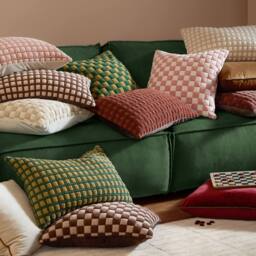 Furn Softie Checkerboard Quilted Cushion in Terracotta - Size: 50 cm x 50 cm - thumbnail 5