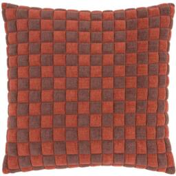 Furn Softie Checkerboard Quilted Cushion in Terracotta - Size: 50 cm x 50 cm