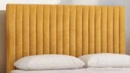 Knight Sleep Emily No Draw Divan Bed Base with Headboard Plush Velvet in Mustard - Size: Double - thumbnail 2