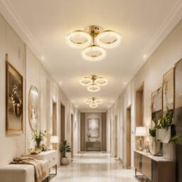 INMTFEI Gold 3-Ring LED Semi Flush Dimmable 3 Colour Modern Ceiling Light