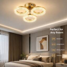 INMTFEI Gold 3-Ring LED Semi Flush Dimmable 3 Colour Modern Ceiling Light - thumbnail 2