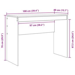 Berkfield Home Writing Desk White Particle board Medium Simple Writing Desk - thumbnail 8