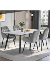Groundlevel Set of 2 Velvet Upholstered Dining Chairs in Grey