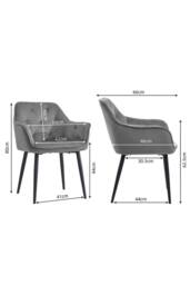 Groundlevel Set of 2 Velvet Upholstered Dining Chairs in Grey - thumbnail 3