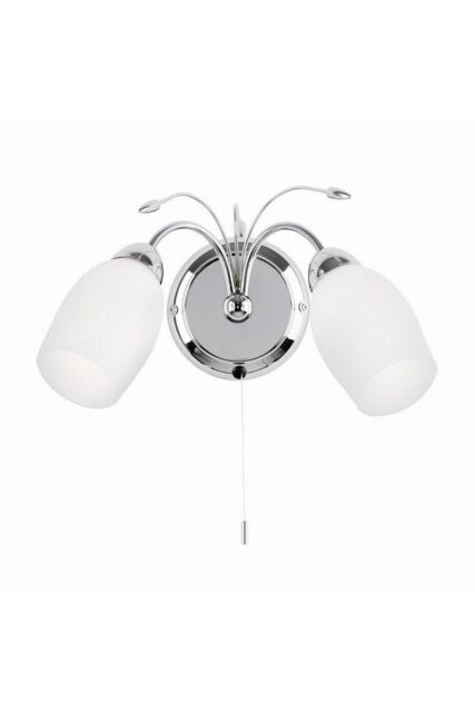 Netlighting Meadow 2 Light Indoor Wall Light Chrome with White Glass E14 in Grey