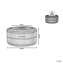 Wyld and Coco Rustic Light Wood Rattan Coffee Table 84cm with Iron Drum Frame in Natural - thumbnail 3