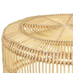 Wyld and Coco Rustic Light Wood Rattan Coffee Table 84cm with Iron Drum Frame in Natural - thumbnail 4