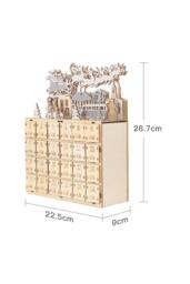 Living and Home Christmas Wooden Advent Calendar LED Holiday Decoration with 24 Drawers in Beige - thumbnail 6