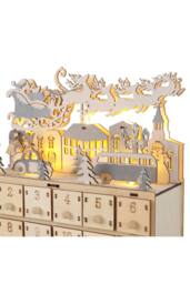 Living and Home Christmas Wooden Advent Calendar LED Holiday Decoration with 24 Drawers in Beige - thumbnail 4