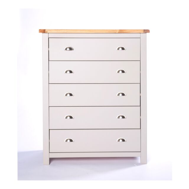 Cabinet Bits Argenta 5 Drawer Chest of Drawers Chrome Cup Handle in Light Grey - image 1