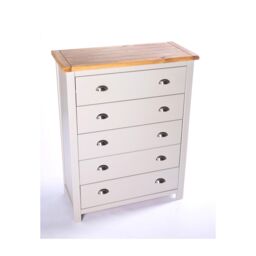 Cabinet Bits Argenta 5 Drawer Chest of Drawers Chrome Cup Handle in Light Grey - thumbnail 3