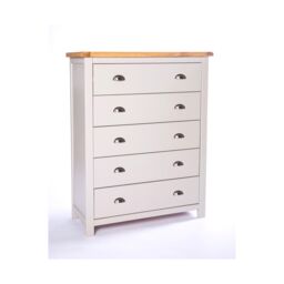 Cabinet Bits Argenta 5 Drawer Chest of Drawers Chrome Cup Handle in Light Grey - thumbnail 2