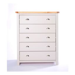 Cabinet Bits Argenta 5 Drawer Chest of Drawers Chrome Cup Handle in Light Grey - thumbnail 1
