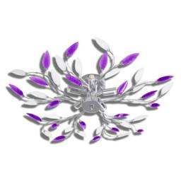 Berkfield Home Purple&White Ceiling Lamp Acrylic Crystal Leaf Arms for 5 E14 Bulbs - thumbnail 2