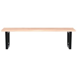 Berkfield Home Basin Shelf Wall Mounted Steel & Solid Wood Oak in Brown - thumbnail 4