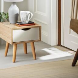 Pirlo Plush Bedside Table With Drawer Natural Brown Bedroom Furniture - thumbnail 2