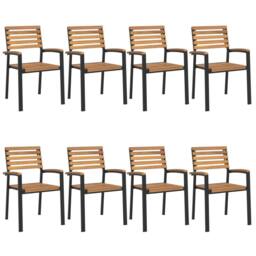 Berkfield Home 9 Piece Garden Dining Set Solid Wood Acacia & Metal in Brown - thumbnail 3