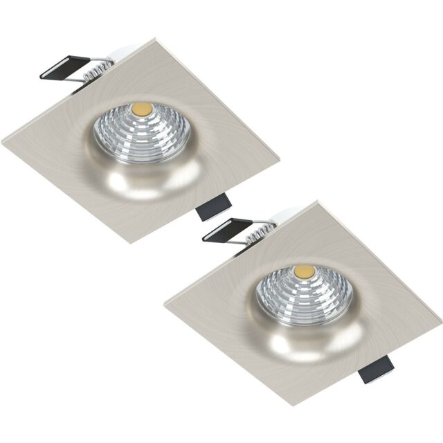 Loops 2 PACK Wall / Ceiling Flush Square Downlight Satin Nickel Spotlight 6W LED in Metallics - image 1