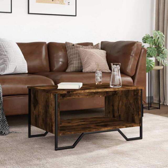 Berkfield Home Durable Coffee Table Smoked Oak 75x51x40 cm Engineered Wood in Brown - Size: 75 x 51 x 40 cm - image 1