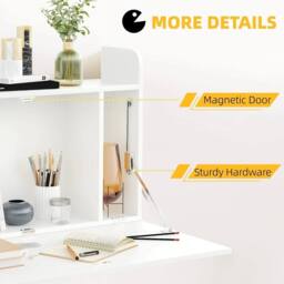 Kelvenix Wall Mounted Computer Desk Space Saving Folding Table in White - Size: 0.6m2 - thumbnail 4