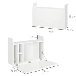 Kelvenix Wall Mounted Computer Desk Space Saving Folding Table in White - Size: 0.6m2 - thumbnail 2