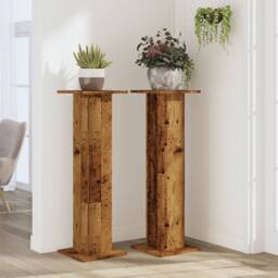 Berkfield Home Plant Stands 2 pcs Old Wood 30x30x95 cm Engineered Wood in Brown - Size: 30 x 30 x 95 cm - thumbnail 1