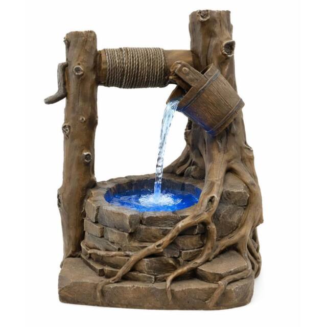 Gardenwize Solar Rustic Brick Well Water Feature with Battery Back Up in Light Brown - image 1