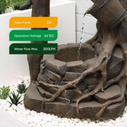Gardenwize Solar Rustic Brick Well Water Feature with Battery Back Up in Light Brown - thumbnail 6