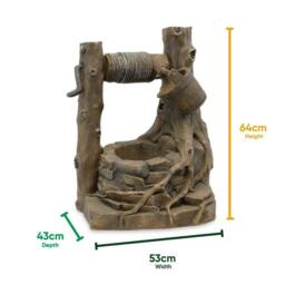 Gardenwize Solar Rustic Brick Well Water Feature with Battery Back Up in Light Brown - thumbnail 2