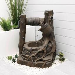 Gardenwize Solar Rustic Brick Well Water Feature with Battery Back Up in Light Brown - thumbnail 4