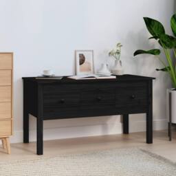 Berkfield Home Coffee Table Black 102x49x55 cm Solid Wood Pine - Size: 102 x 49 x 55 cm - thumbnail 2