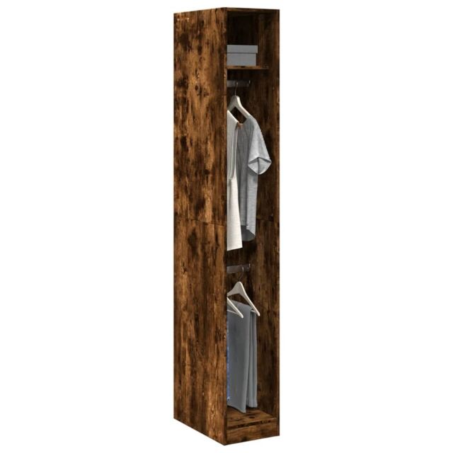 Berkfield Home Wardrobe Smoked Oak 30x50x200 cm Engineered Wood in Brown - Size: 30 x 50 x 200 cm - image 1
