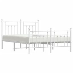 Berkfield Home Metal Bed Frame with Headboard & Footboard White 140x200 cm - thumbnail 4