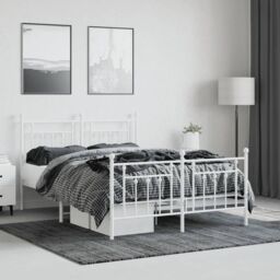 Berkfield Home Metal Bed Frame with Headboard & Footboard White 140x200 cm - thumbnail 3