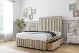 "Sloomy Boston Gold Coniston Divan Set 4 Drawers-54"" Headboard-Footboard in Cream - Size: Small Double" - thumbnail 1