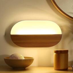 Goeco Modern Design Wooden LED Wall Light, 7W Acrylic LED Wall Light, 3000K in White