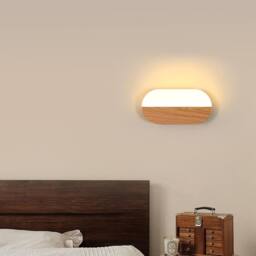 Goeco Modern Design Wooden LED Wall Light, 7W Acrylic LED Wall Light, 3000K in White - thumbnail 3