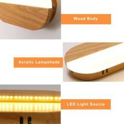 Goeco Modern Design Wooden LED Wall Light, 7W Acrylic LED Wall Light, 3000K in White - thumbnail 6
