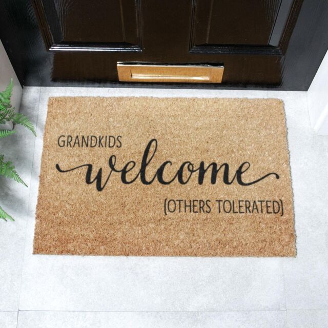 Artsy Mats Grandkids Welcome Others Tolerated Doormat (60 x 40cm) in Brown - Size: 40 cm x 60 cm - image 1