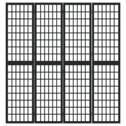 Berkfield Home Folding 4-Panel Room Divider Japanese Style 160x170 cm Black - thumbnail 3