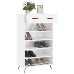 Berkfield Home Shoe Cabinet High Gloss White 60x35x105 cm Engineered Wood - Size: 60 x 35 x 105 cm - thumbnail 4