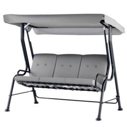 OUTSUNNY Outdoor 3-person Garden Metal Padded Porch Swing Chair Bench in Grey - thumbnail 2