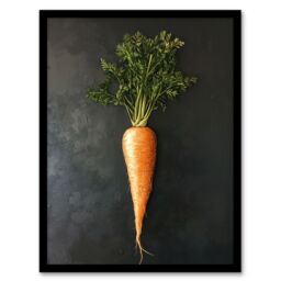 "Artery8 Carrot Vegetable on Black Slate Board Painting Framed Art Print in Orange - Size: W12"" x H16""" - thumbnail 1