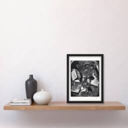 Artery8 Paul Nash Framed Wall Art Print Flower Bouquet Black White Still Life - Size: A4 - thumbnail 2