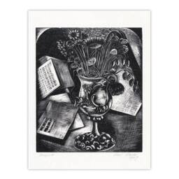Artery8 Paul Nash Framed Wall Art Print Flower Bouquet Black White Still Life - Size: A4 - thumbnail 3